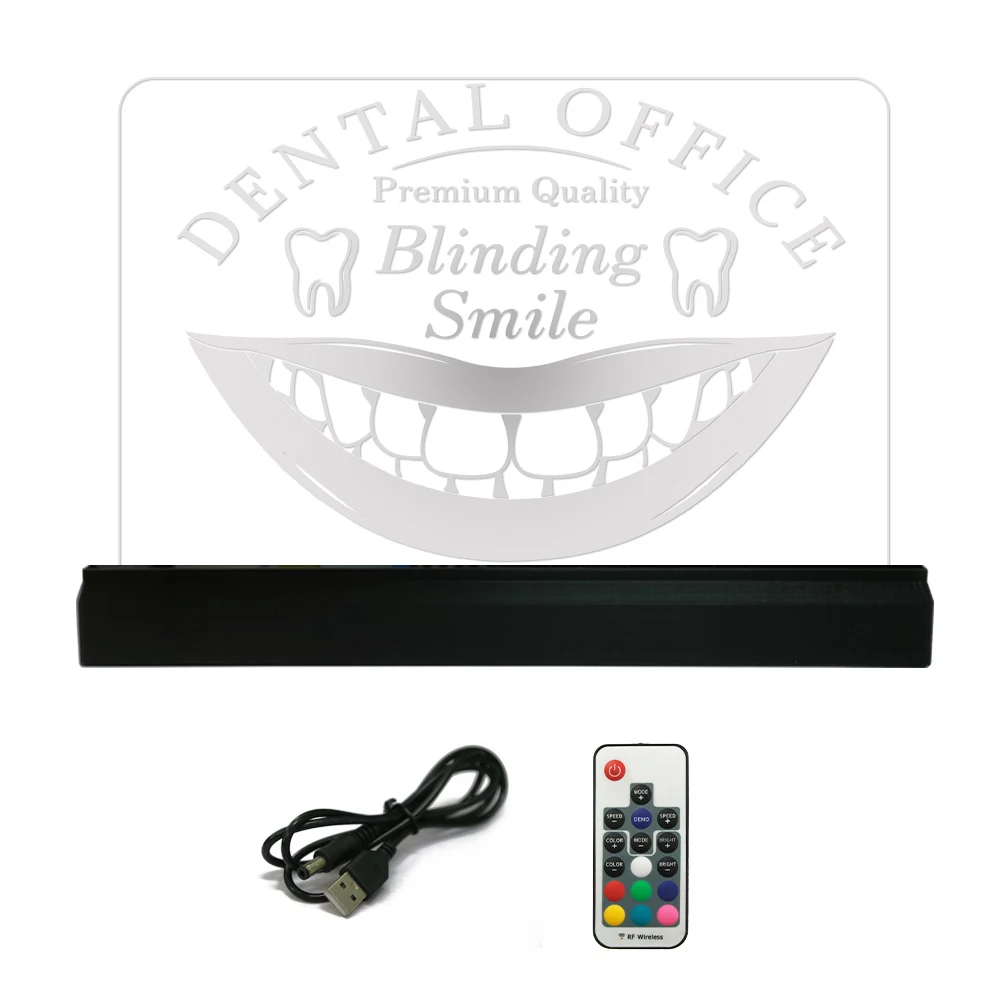 Blinding Smile Handmade LED Lamp With Remote Control Oral Health Modern Design 3D Visual Table USB Light Dentist Office Decor
