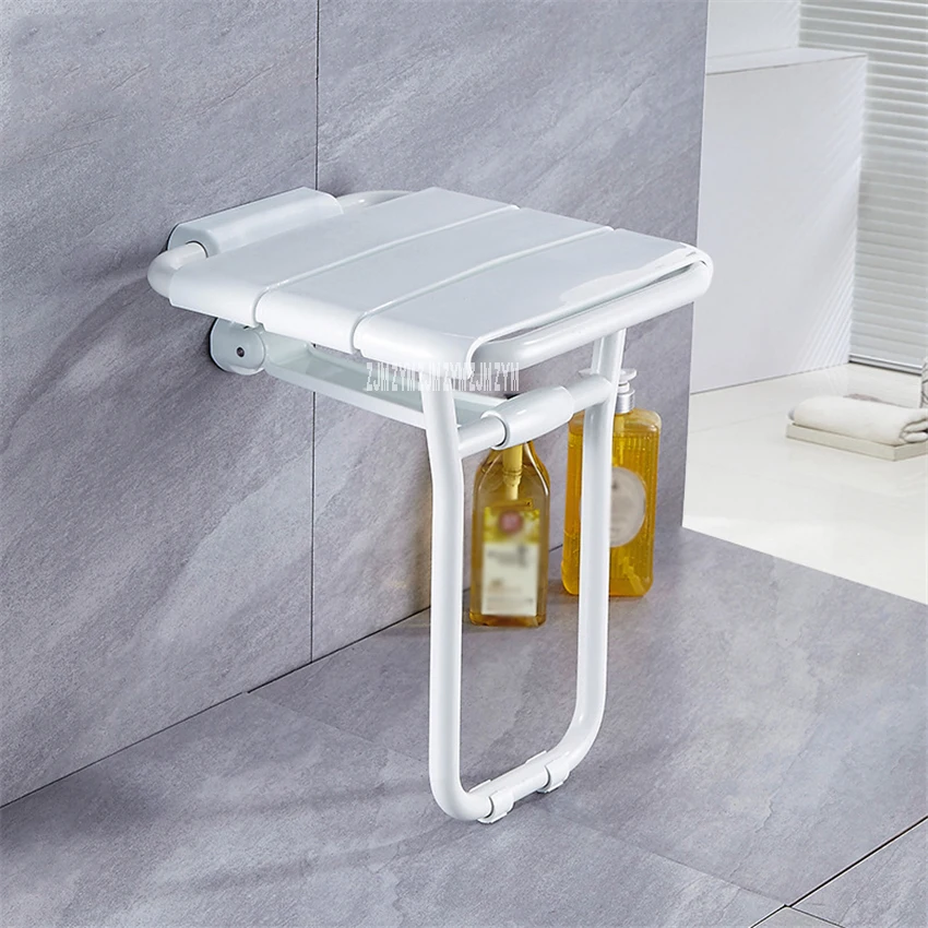 8905 Wall Mounted Bath Stool Stainless Steel PVC Plastic Bathroom Wall Foldable Bench F olding Shower Chair Shower F olding Seat