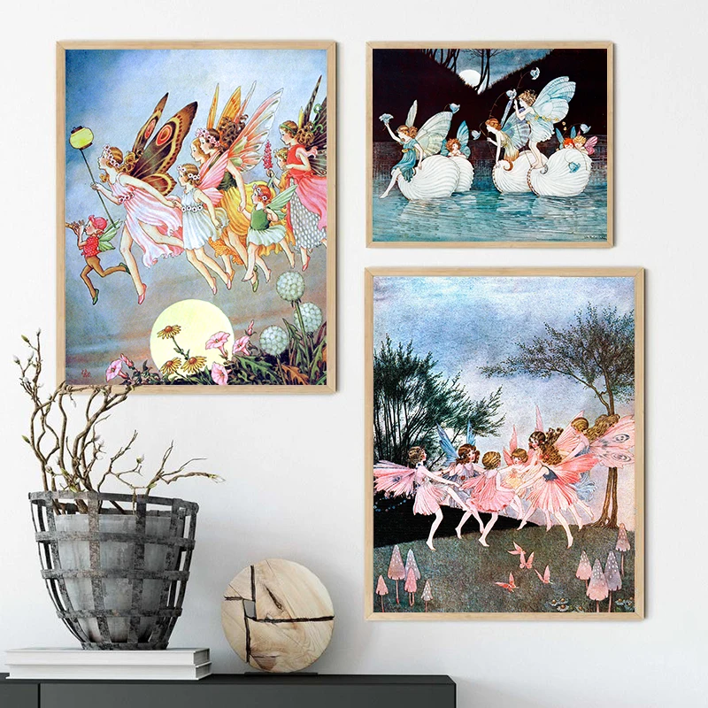 Vintage Gorgeous Fairy Illustratie Canvas Posters Ida Rentoul Outhwaite Schilderen Art Prints Kinderkamer Muur Decoratieve Foto 'S