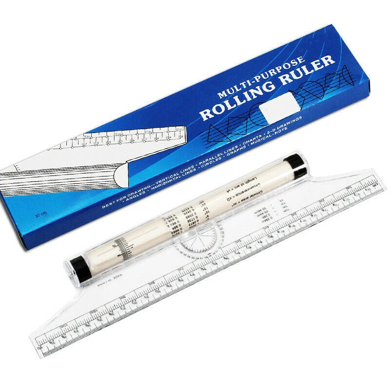30CM Roll Ruler Parallel Rulers Universal Foot Angle Rule Balancing Scale Drawing Reglas Multi-purpose Rolling Ruler