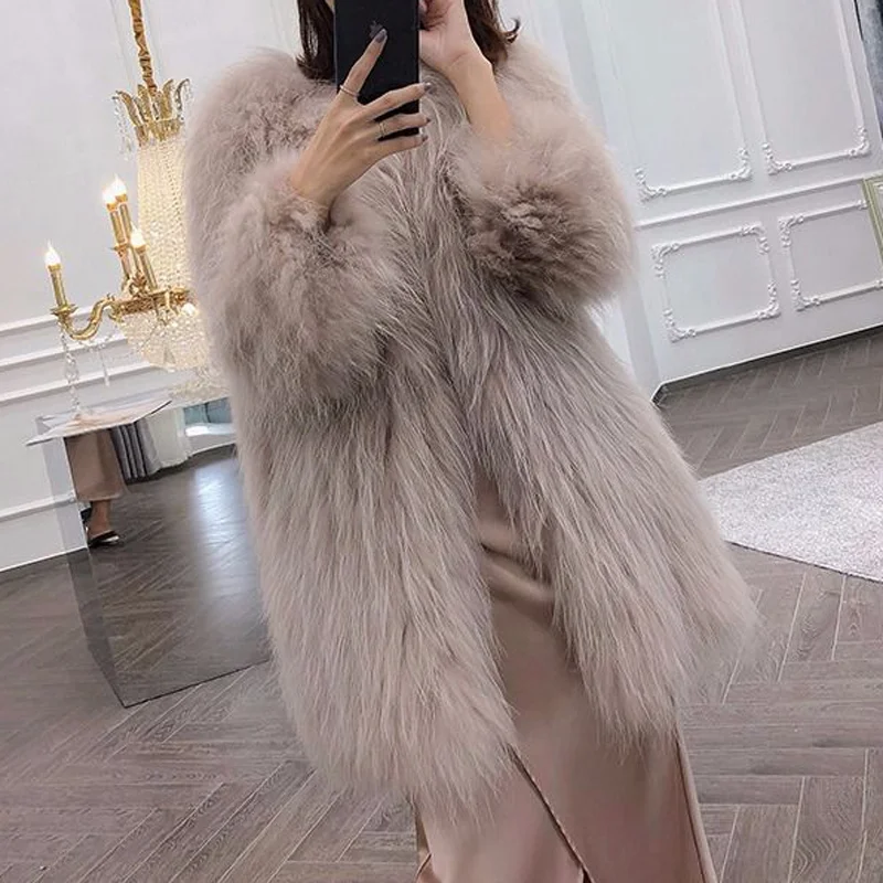 Bella Philosophy Winter Thicken Warm Fox Fur Coat Female Long Sleeve Solid Jackets Autumn Office Lady Elegant Faux Fur Coats