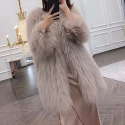 Bella Philosophy Winter Thicken Warm Fox Fur Coat Female Long Sleeve Solid Jackets Autumn Office Lady Elegant Faux Fur Coats