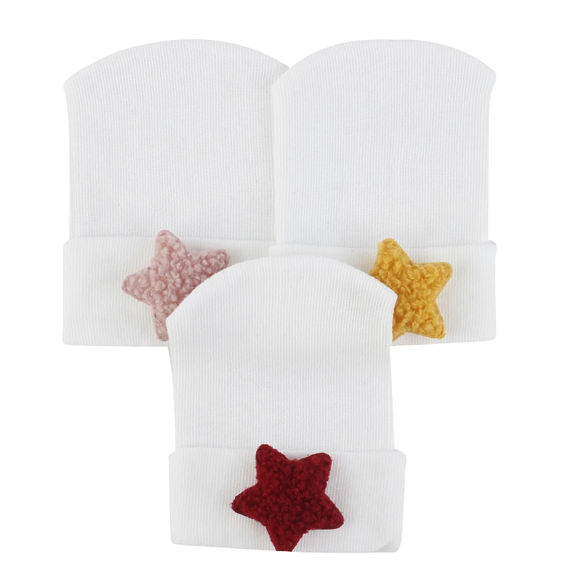 Geebro-gorros suaves de punto para bebé, gorros con estrellas de Color sólido, gorros informales, gorros para niño y niña, otoño