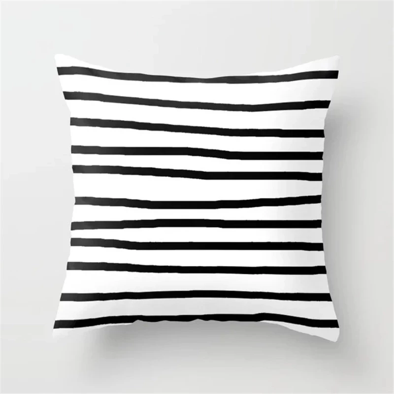 Nordic Stripes Geometric Cushions Cover Black White Grey Polyester Pillowcase Sofa Car Home Decorative Pillow Case