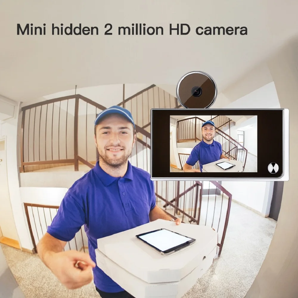 Campainha de vídeo com visualizador Peephole, câmera ao ar livre para casa inteligente, monitor visual, 120 graus, 3,5 ", novo