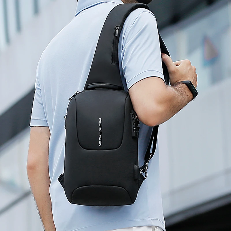 Mark Ryden-bolso cruzado TSA Lock para hombre, morral de hombro impermeable con carga USB, bandolera de mensajero para viaje corto