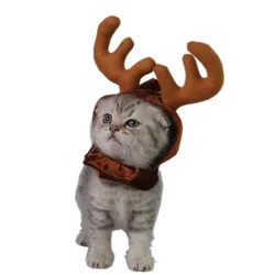 Cute Pet Hat Christmas Reindeer Antler Hat Cap for Puppy Kittens Party Adjustable Cat Dog Halloween Costume Dogs Accessories