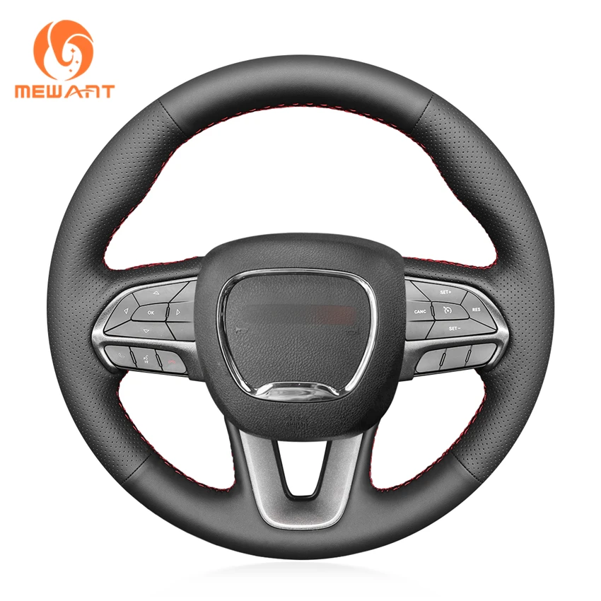 

MEWANT Black Artificial Leather Steering Wheel Cover for Dodge Challenger Dodge Charger 2015-2021 Dodge Durango 2018-2021