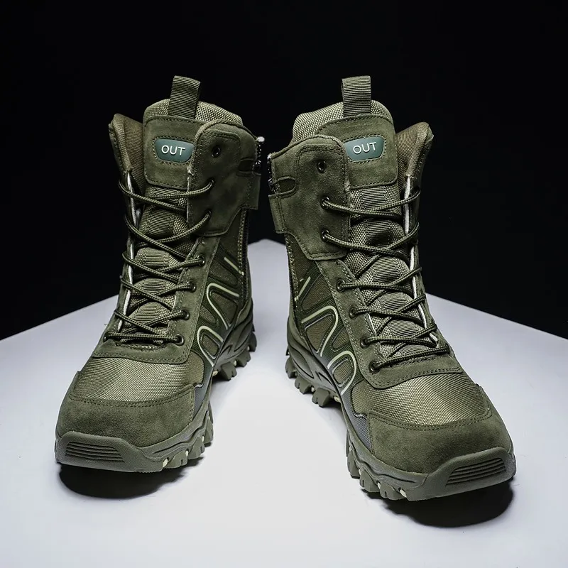 

High-top army fan boots spring and autumn combat boots outdoor hiking boots camping desert boots non-slip wear-resistant boots