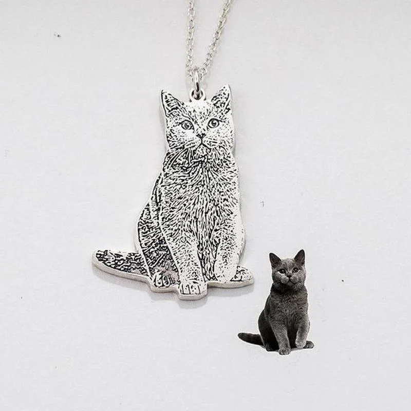 Exquisite Cat and Dog Cute Animal Necklace Fashion Income Ladies Cat and Dog Necklace Couple Cute Pendant Pet Photo Necklace