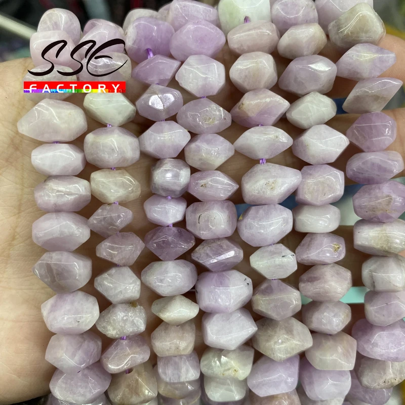 Natural Purple Kunzite Stone Beads Irregular Special Cut Genuine Loose Spacer Beads for Jewelry Making DIY Bracelets 15 Inches
