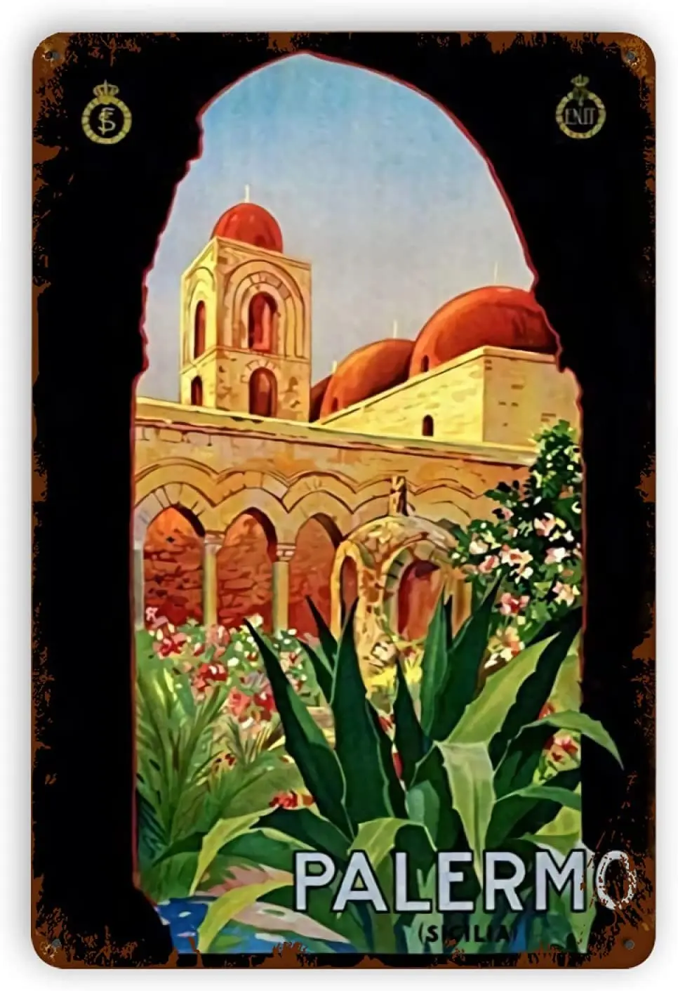 

Ovonetune Palermo Sicilia Italy Metal Sign, Tourism and Travel Retro Metal Tin Signs Bar Club Cafe Home Farm Posters for Man