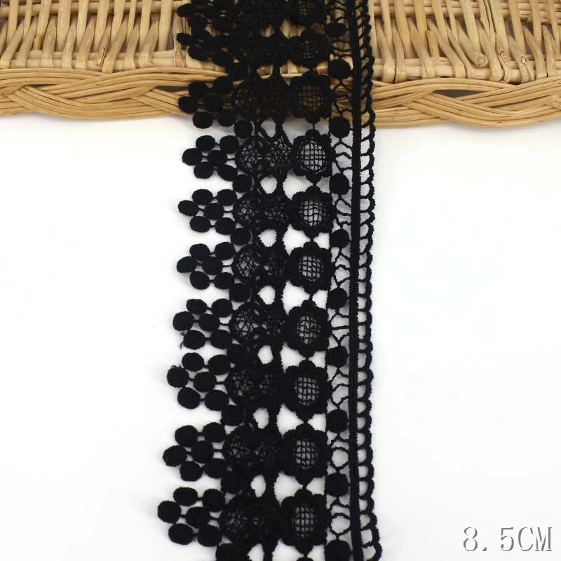 

30Yds Black Polyester Lovely Applique Embroidered Lace Trim Ribbon Edge Border For Home Textiles Decoration