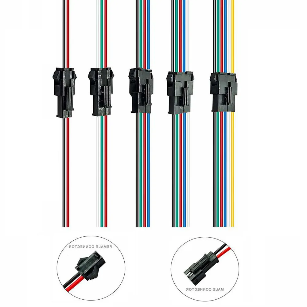 

JST Connector Male And Female 2/3/4/5/6pin For Led Strip WS2812B SK6812 5050 10/50/100pair 15cm Wire