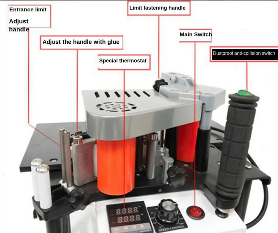 Manual Edge Banding Machine Double Side Perekat Portable Tepi Bander Woodworking Edge Banding Machine 220V 1200W Gratis Pengiriman