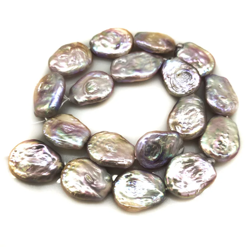 16 pulgadas 18x22 mm lavanda natural semillas grandes perlas de moneda hebra suelta