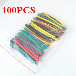 100Pcs Heat Shrink Tubing Insulation Tube Assortment Electronic Polyolefin Ratio 2:1 Wrap Wire Cable Sleeve Tubes Kit