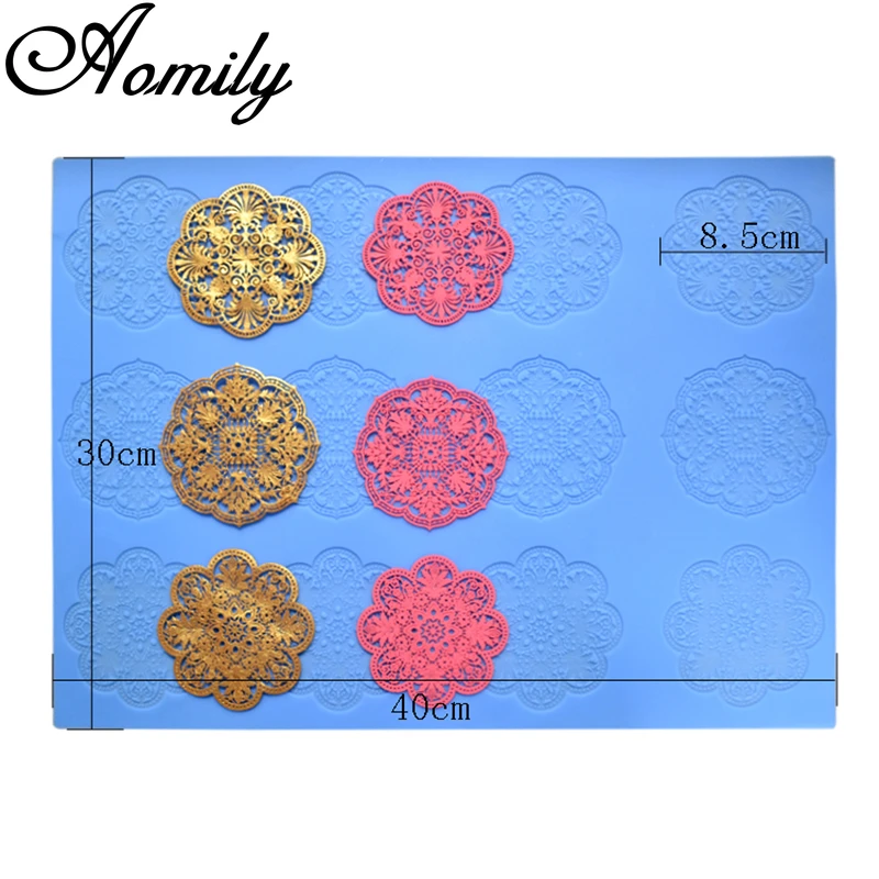 Aomily 3 Styles Art Snowflake Shaped Lace Silicone Mold Wedding Cake Flower Border Decoration Fondant Cake Surround Baking Mat