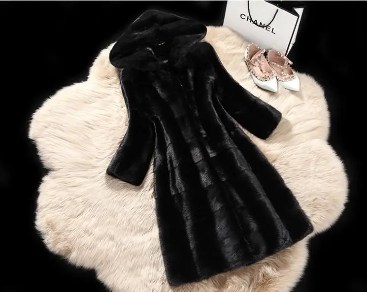 Fashion fake fur coat women full sleeve wave cut genuine rabbit fur warm winter coats and jackets with a hood