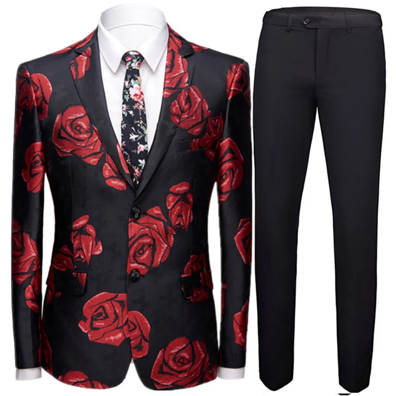 

European Banquet Dress Coat Pants High Quality 2 Piece Suit Set / Men's Wedding Groom Blazer Jacket Trousers High-end Plus Size