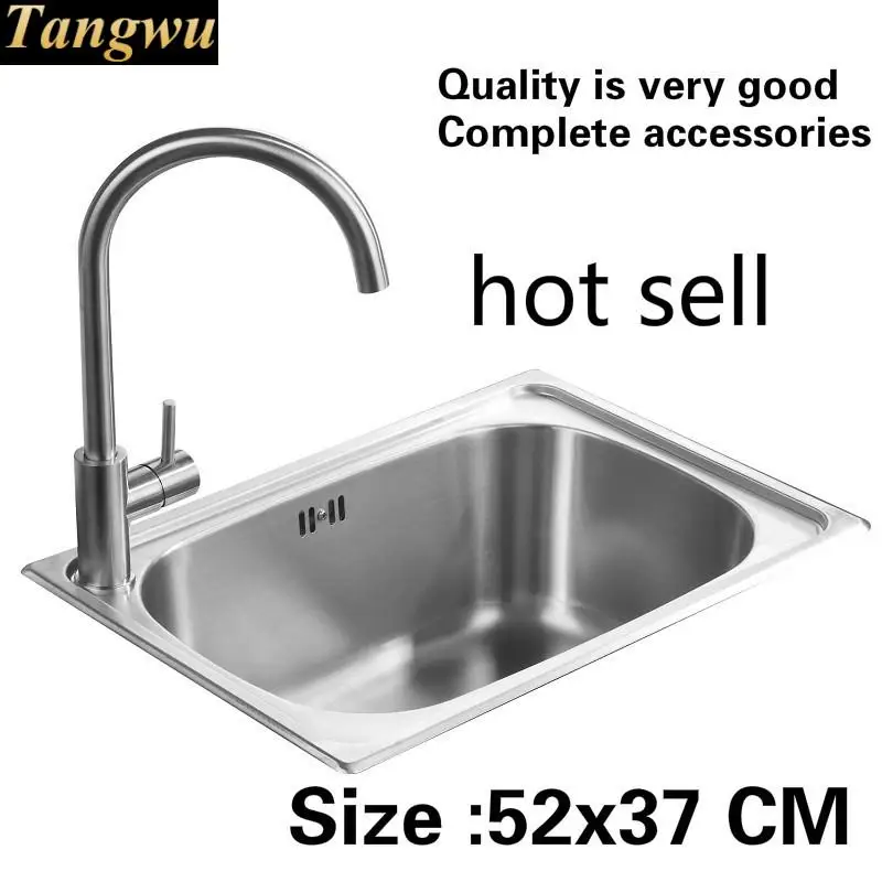 

Free shipping Apartment high quality vogue small kitchen single trough sink 304 stainless steel hot sell 520x370 MM