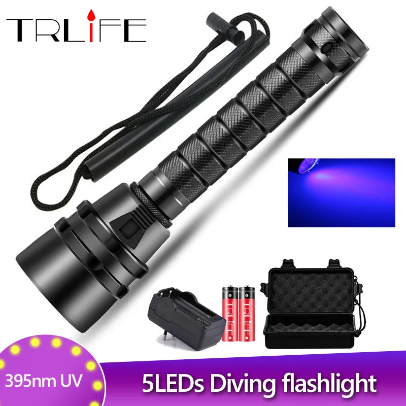 395nm UV-Tauchen LED Taschenlampe UV-Laterne 300 Tauchen lila Licht Unterwasser m Tauch Aluminium Taschenlampe wasserdicht