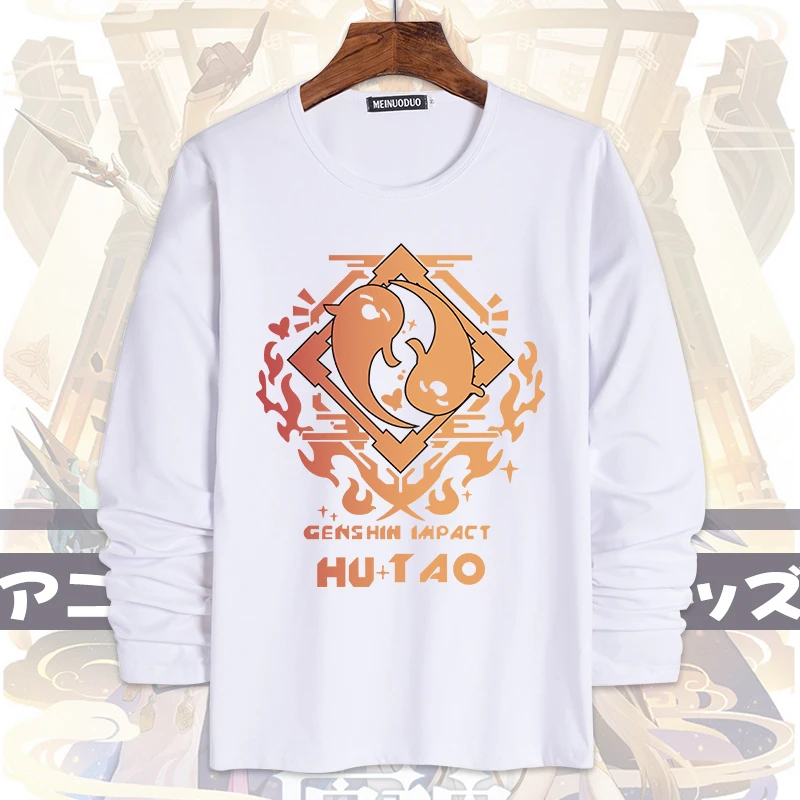 New Genshin Impact two-dimensional Beelzebul HUTAO animation peripheral T-shirt casual student long-sleeved autumn