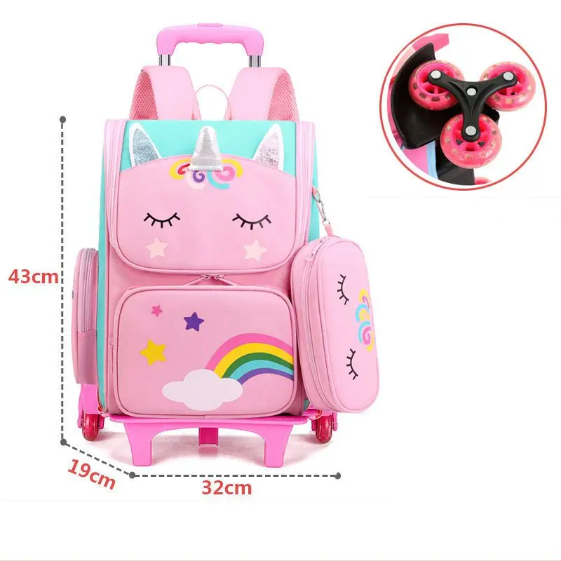 Imagem -04 - School Trolley Bolsa com Rodas para Meninos Mochila de Rodas para Meninas Escola Rolling Backpack Bags Kids Rolling Trolley Bag