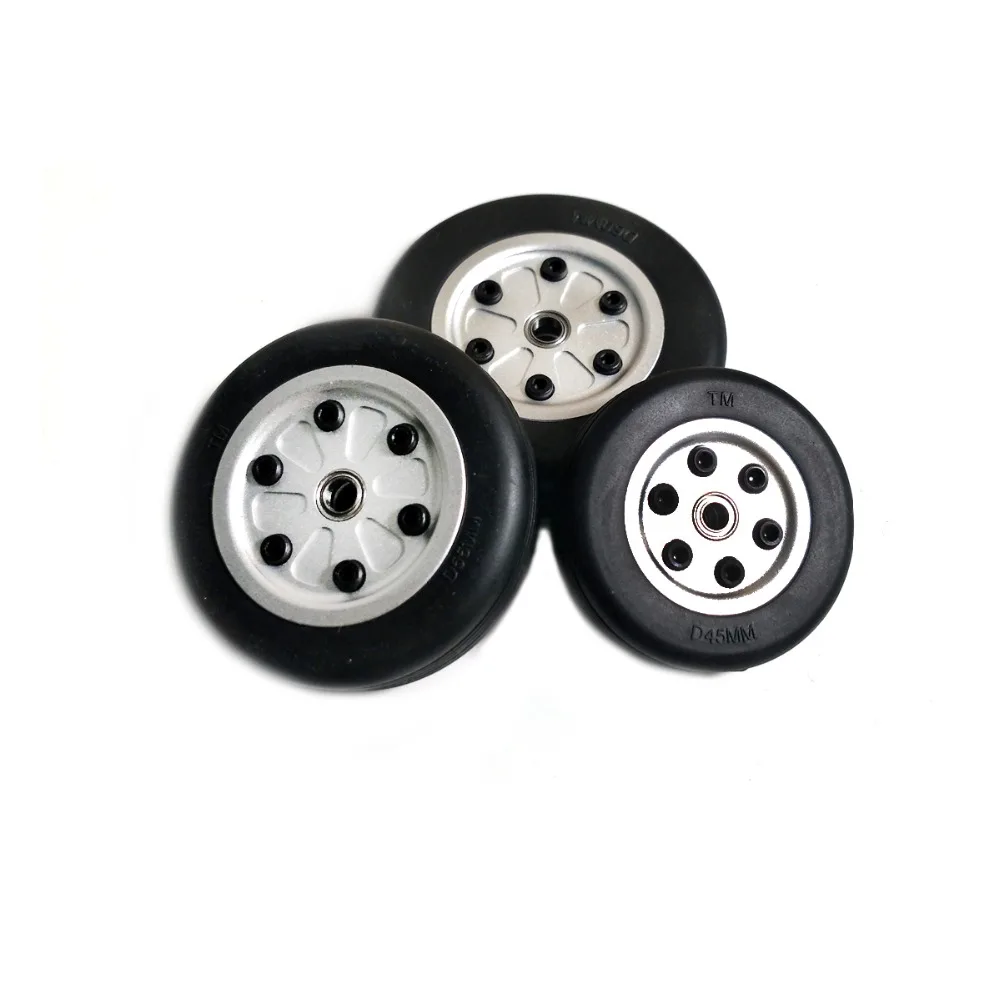 1pcs Rubber Wheel with Aluminum Hub for RC Turbojet Airplane Model Diameter 40mm 43mm 50mm 55mm 60mm