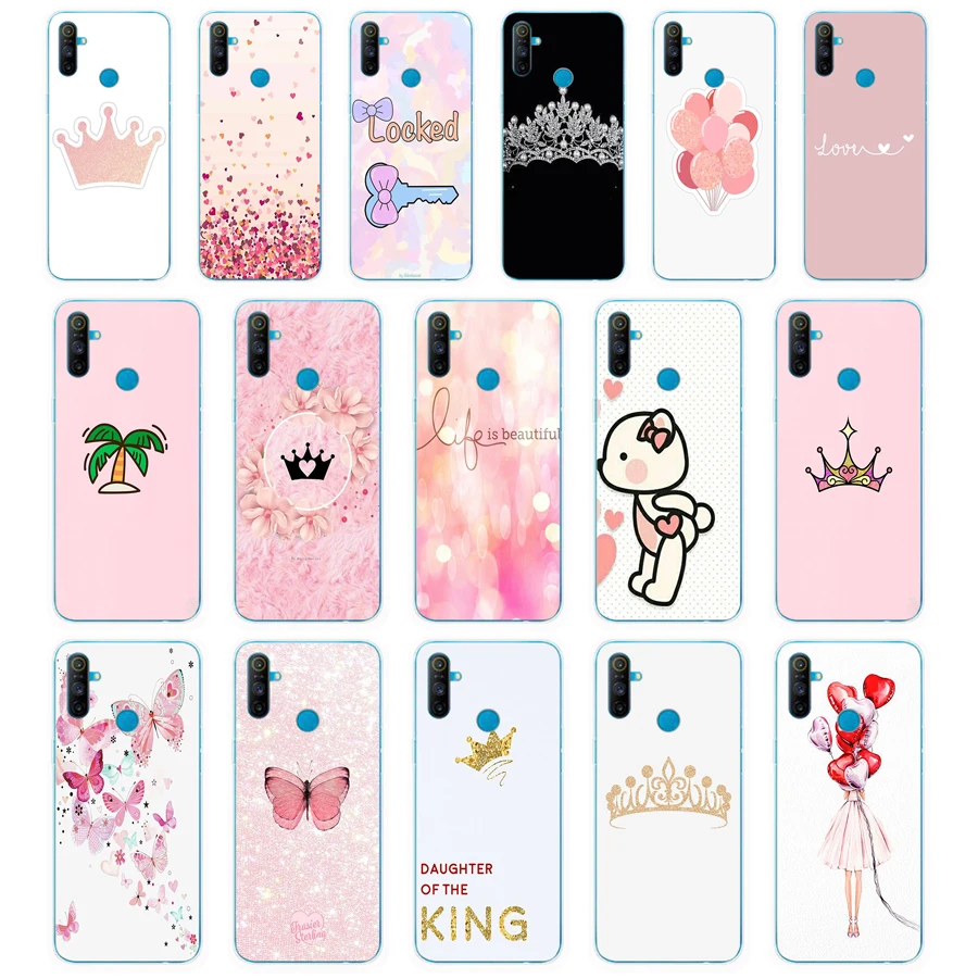 346FG pink Crown Princess Luxury design gift Soft Silicone Tpu Cover phone Case for OPPO A5S A7 AX7 A5 A9 2020 Reslme C3