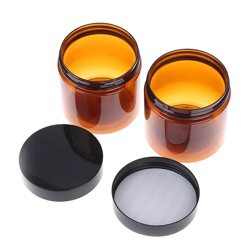 200ml Round Amber Glass Jar Straight Sided Cream Jars Black Plastic Lid Cap Inner Liner For Salve Homemade Lotion Cosmetics