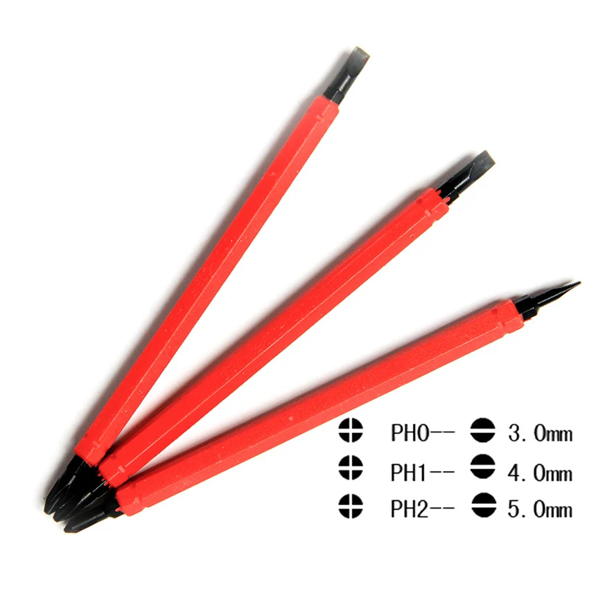 Insulated Screwdriver Set, Dual Head Magnetic Bits, Insulated Screwdriver, 4-in-1 Screwdriver Set with Interchangeable Blades