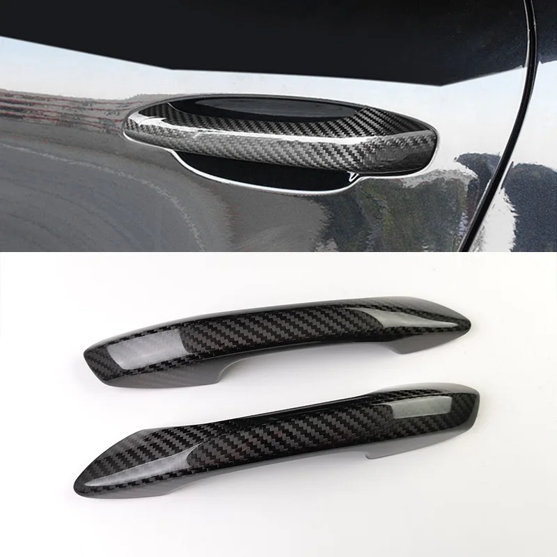 

2pcs Real Carbon Fiber Car Exterior Door Handle Grab Cover Trim Sticker Styling For Porsche 718 Boxster Cayman 2016-2021
