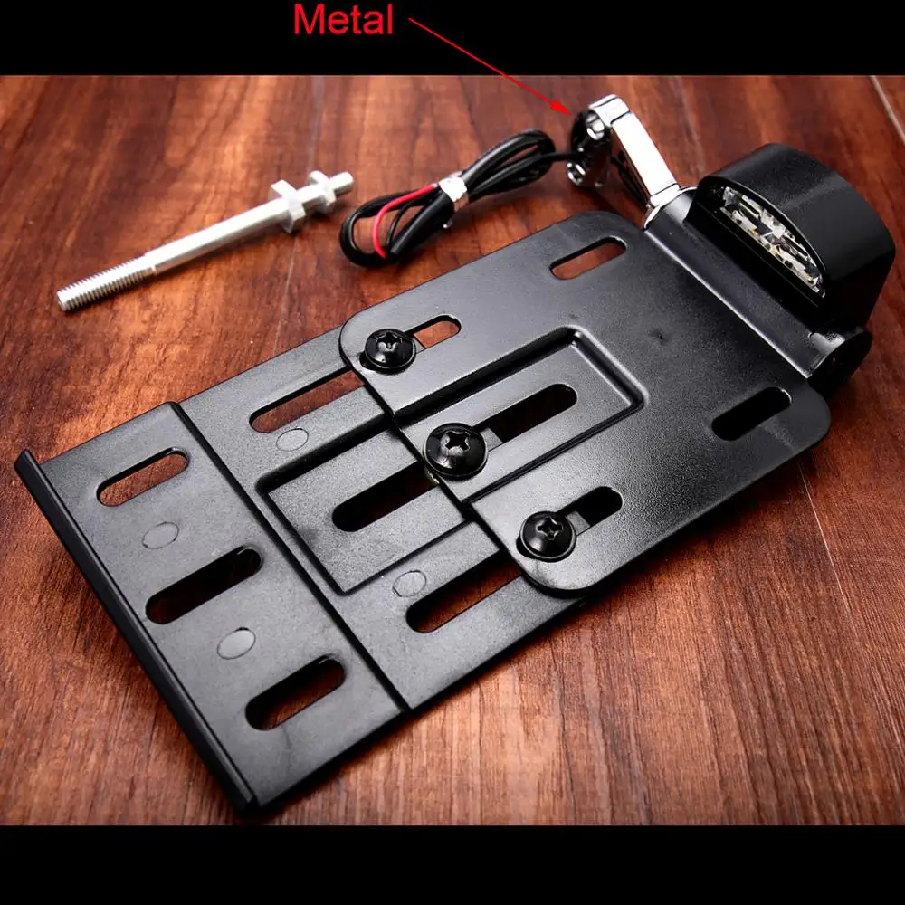 Motorcycle Telescopic Folding LED Light Metal Side Mount License Plate Holder Fit For Harley Dyna Fat boy Sportster 883 1200 XL