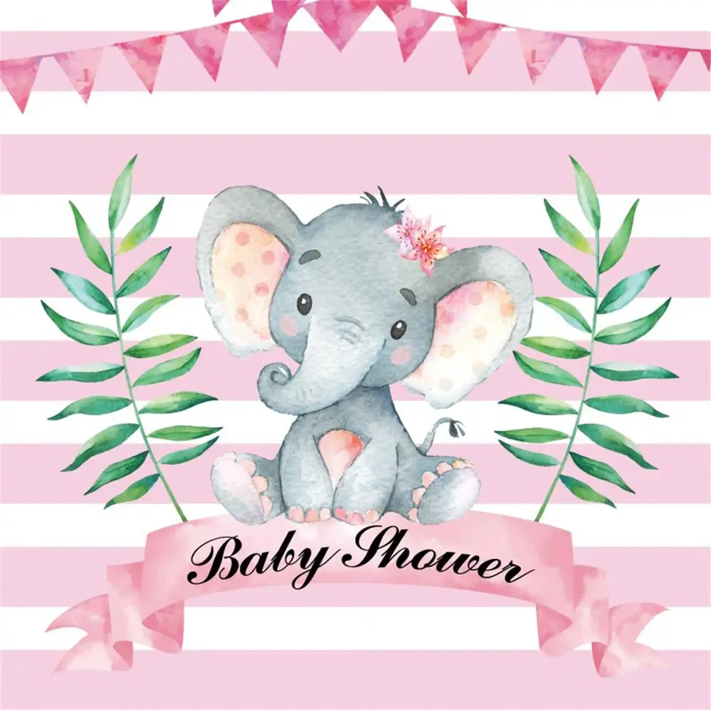 Elephant Baby Shower Backdrop Photography Moon Star Party Customized Banner Portrait Photo Background Photocall Photo Studio image 5