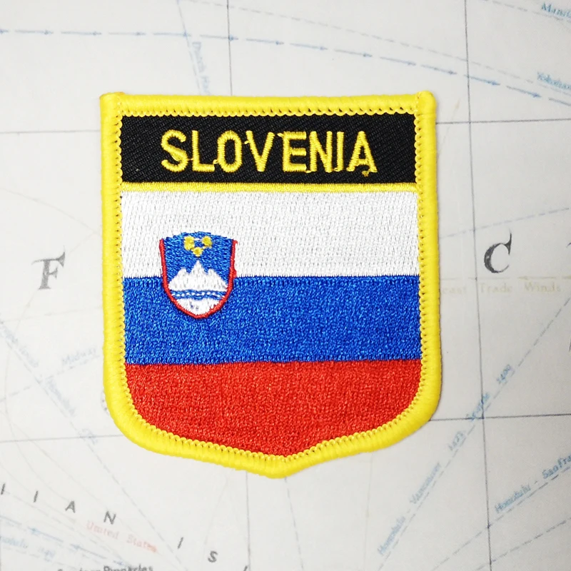 SLOVENIA National Flag Embroidery Patches Badge Shield And Square Shape Pin One Set On The Cloth Armband   Backpack  Decoration