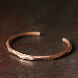 Pure Copper Handmade Bracelet Handicraft Do Old Cuff Bangle Rustic Punk Unisex Viking Jewelry Street Red Metal