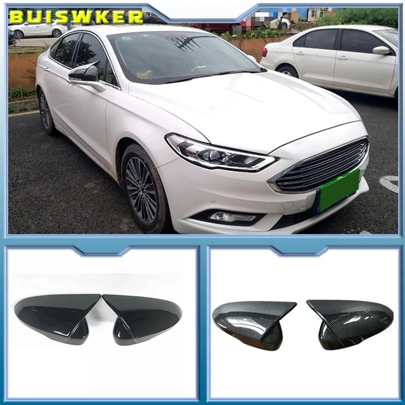 For Ford Mondeo Fusion MK5 MKV5 2013-2020 Rearview Side Mirror Cover Wing Cap Exterior Door Rear View Case Trim Carbon Fiber