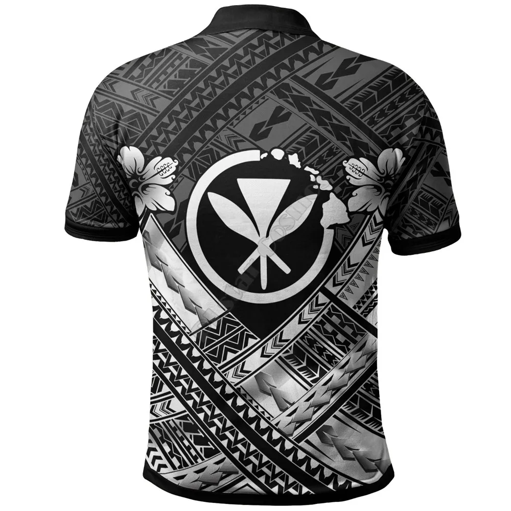 Hawaii Polo Shirt White Kanaka Maoli Polynesian Patterns 3D Printed Polo Shirt Men for Women Short Sleeve Summer T-shirt