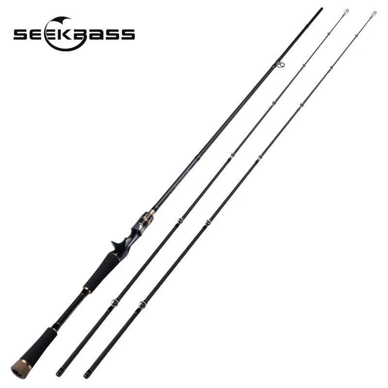 Seekbass Carbon Spinning Casting Fishing Rod 2 Section 2 Tips with 2.1m 2.4m ML M MH Baitcasting Rod for Bass Pike Fishing