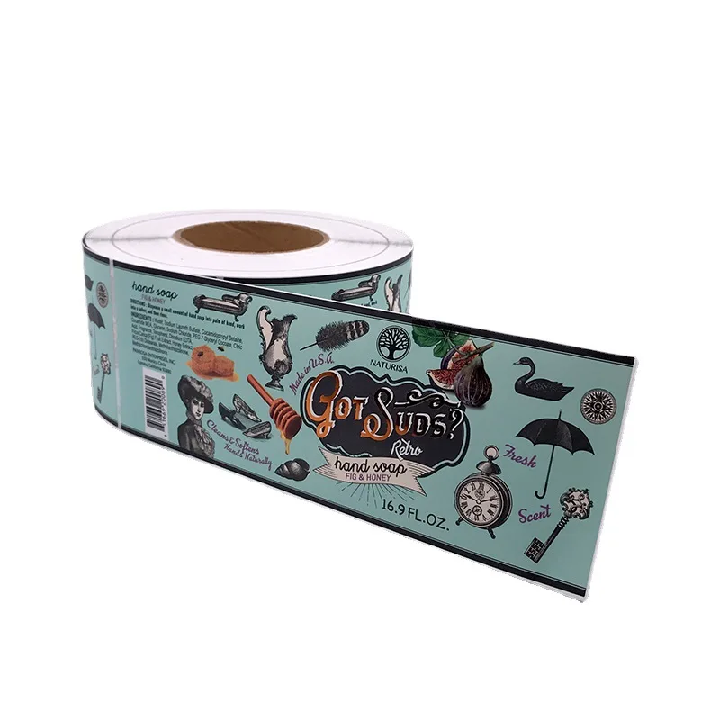 Customized Rolling Packaging Hand Soap Printed Adhesive Labels Waterproof Vinyl Plastic CMYK Colors Packing Stickers