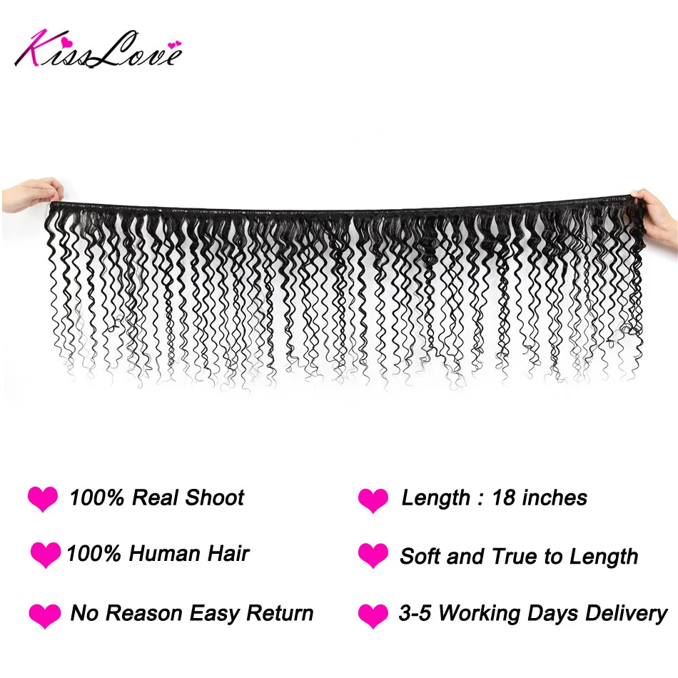 Kiss Love Peruvian Hair Deep Wave Bundles with Closure Natural Color Hair Weave 8-26 Remy Human Hair 3 Bundles With Closure