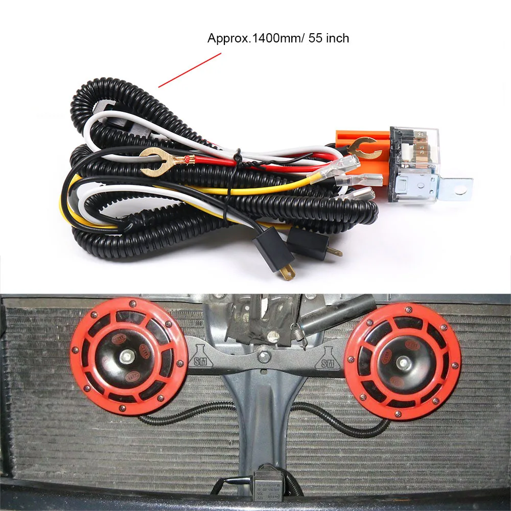 Car 12V Horn Wiring Harness Relay Kit Universal for Truck Grille Mount Blast Tone Horns