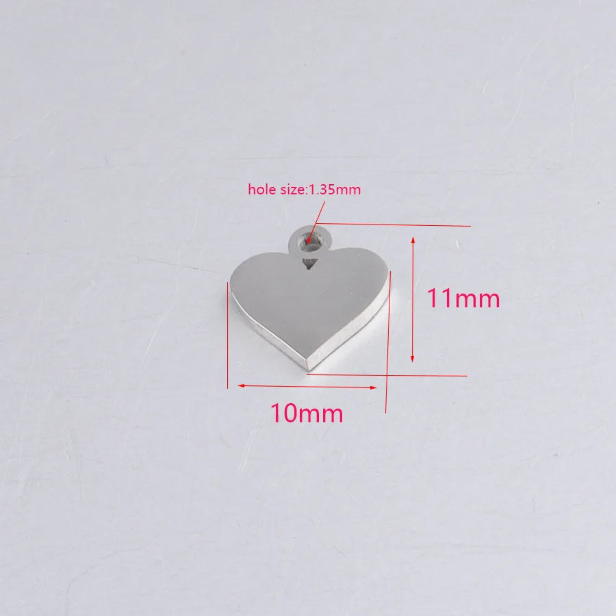 50pcs 10*11mm Gold color Stainless Steel Mirror Finish Heart Shape Charms For Handmade Bracelet DIY Accessories For Jewelry Gift