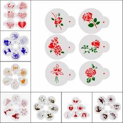 Aomily 6pcs/Set Special Various Festivals DIY Cake Stencils Airbrush Painting Art Molds Fondant Tools Coffee Espresso Stencils