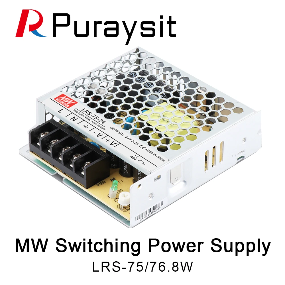 

Puraysit Meanwell LRS-75 Switching Power Supply 12V 6A 24V 3.2A 75W Original MW Taiwan Brand for Laser Controller