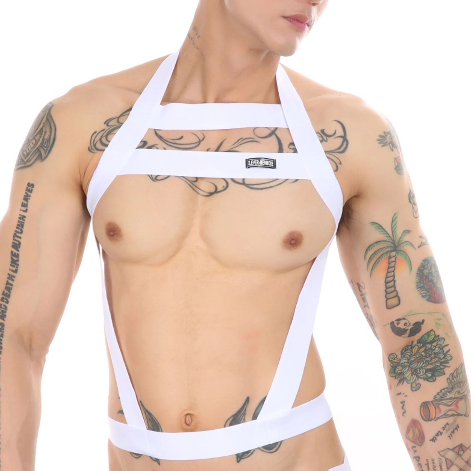 Arnés de cuerpo Sexy para hombre, lencería de Bondage para el pecho, CLEVER-MENMODE, correas elásticas, cuello Halter, ropa erótica