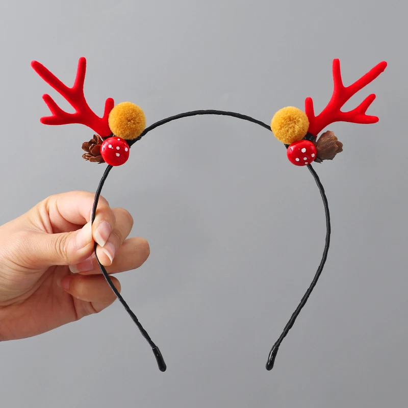 Christmas Headdress Girls Cute Antlers Hairpin Hairy Pine Cone Hairpins Children\'s top clip Hair bands Hair Accessories Gift