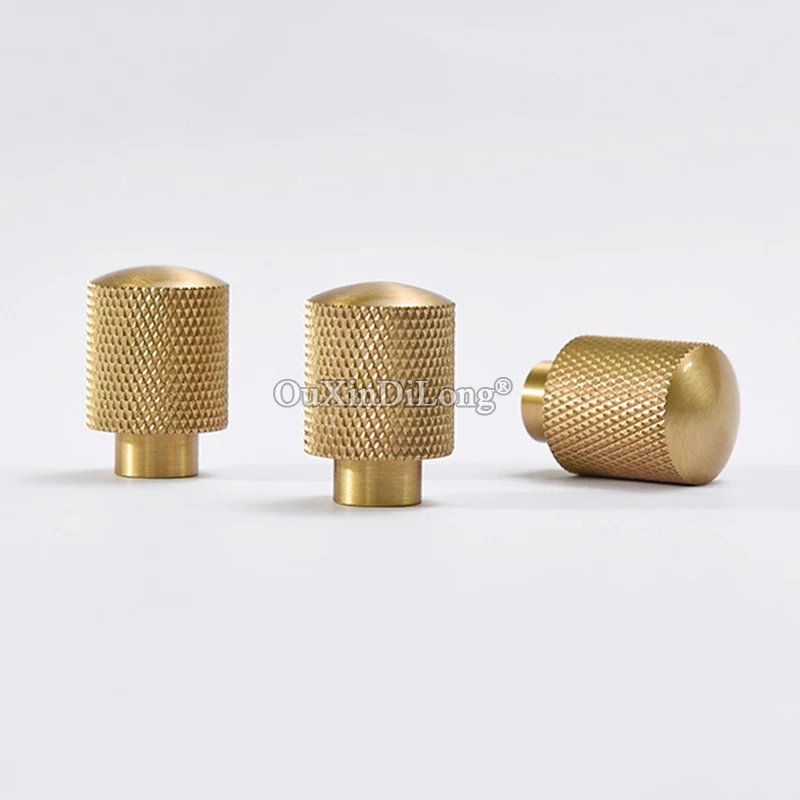 

European 10PCS Solid Brass Knurled Furniture Pulls Handles Drawer Knobs Cupboard Wardrobe Kitchen TV Wine Cabinet Pulls Knobs