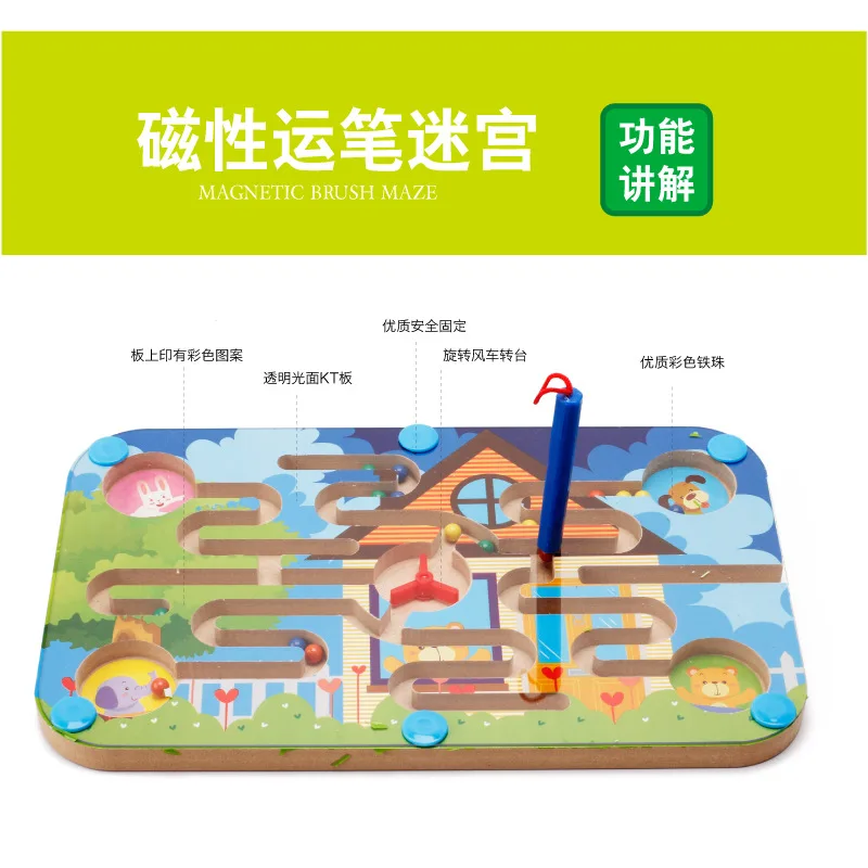 Jouet labyrinthe magnétique pour enfants, jeu éducatif précoce, casse-tête, dessin animé, Animal, en bois, planche Puzzle M38